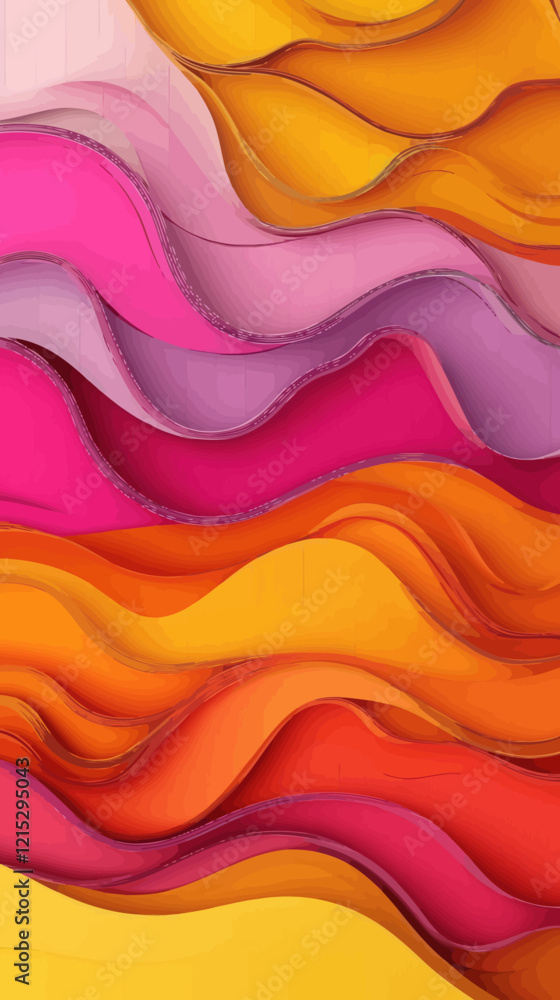 Poster colorful 3d papercut gradient abstract texture with wavy layered design