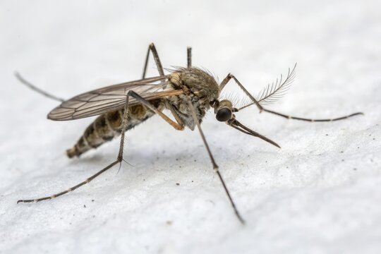 death mosquito on white background macro, tiny insect, mosquito