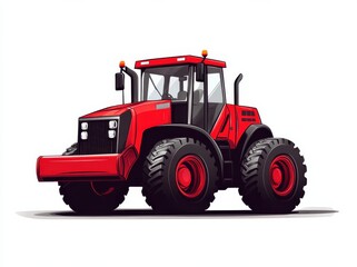 Obraz premium Illustration of a red tractor with rugged tires and modern design