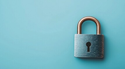 Register application login. A vintage padlock on a blue background.