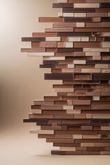 Contemporary wall detail with brown and beige glass and stone mosaic tiles