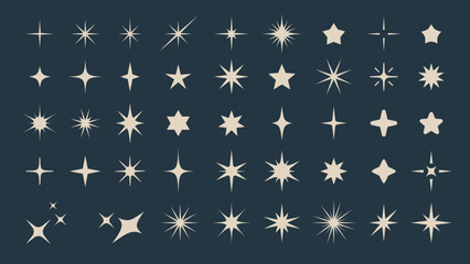 Collection of abstract sparkles star icons. Graphic geometric symbols of stars.