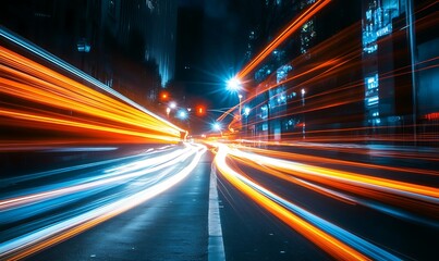 Fototapeta premium a stunning image of car motion trails speed light streaks background with blurred fast moving light effect racing cars dynamic flash effects city road with long exposure night