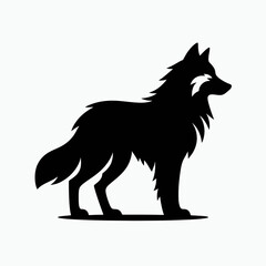 Fototapeta premium Wolf silhouette in black on a white background 
