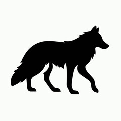 Fototapeta premium Wolf silhouette in black on a white background 
