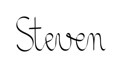 Black handwritten male name "Steven"