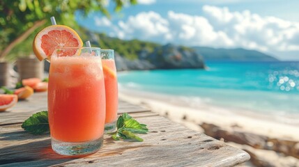 Tropical Beach Grapefruit Juice Refreshment