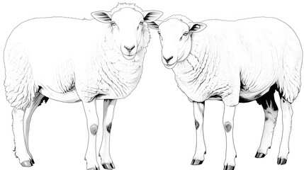 Sheep sketch line drawing