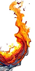Fire and water blending together in a mesmerizing display of contrasting elements on a clean white background, motion, elements, blend