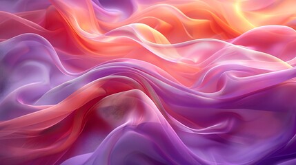 Obraz premium Abstract Wavy Fabric in Shades of Purple Orange and Pink