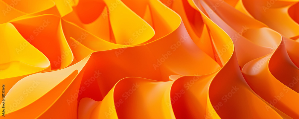 Poster Vibrant orange abstract background with smooth wave patterns