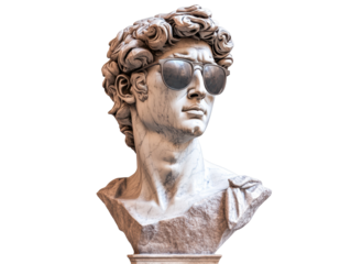 Isolated Bust Sculpture with Sunglasses
