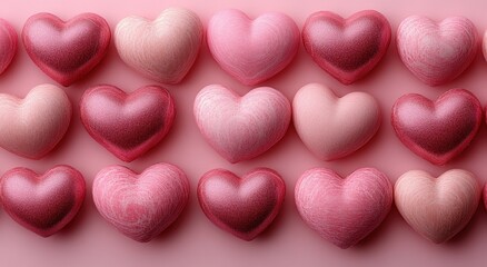 Fototapeta premium Romantic Pink and Red Heart Decorations on Pink Background Valentine s Day Concept
