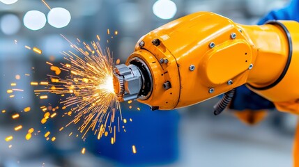Person using a handheld grinder to grind metal in a workshop setting with sparks flying