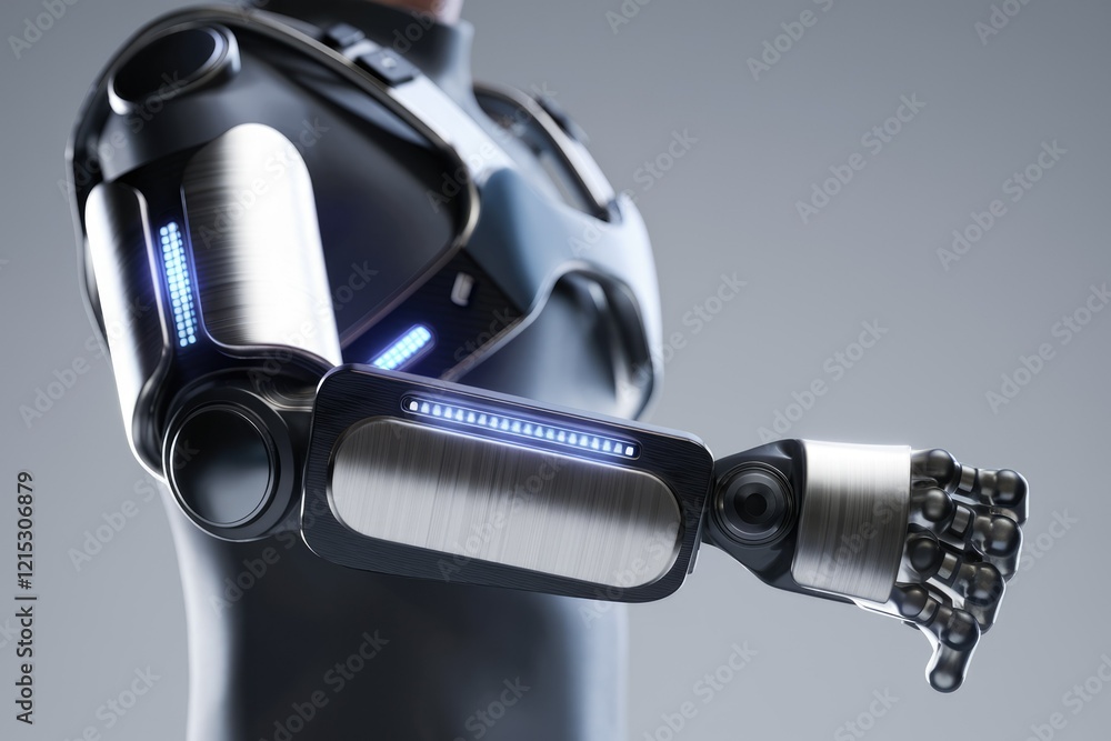 Poster Close-up of a futuristic robotic arm with advanced technology and sleek design.