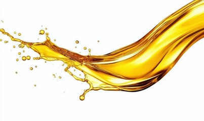 Fototapeta premium Golden Liquid Wave Splash Isolated on White