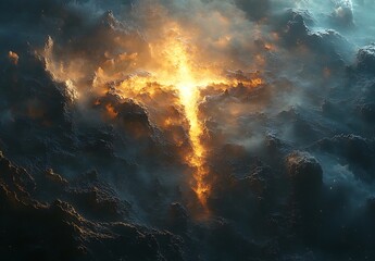 Obraz premium Fire-Like Flames Amidst the Clouds