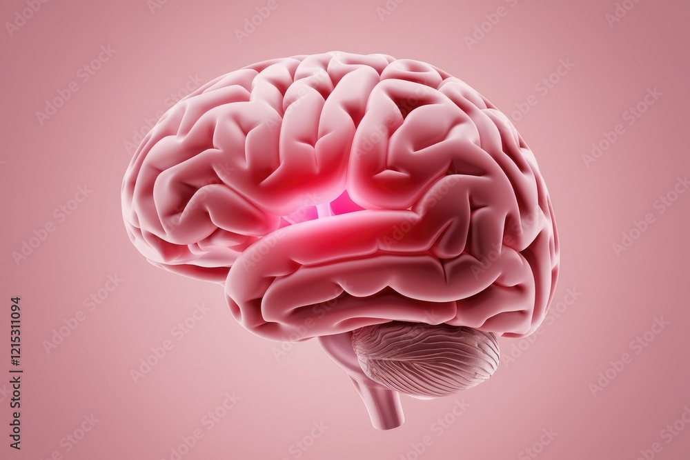 Poster human brain anatomy illustration showcasing intricate details of its structure and highlighting a sp