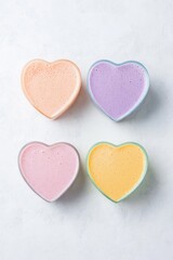 Fototapeta premium Colorful heart smoothies beautifully shaped in vibrant hues for a health-focused celebration of taste and wellness