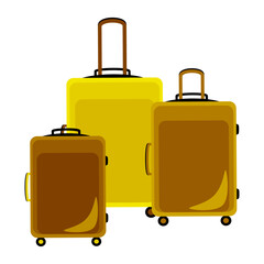 Suitcases luggage in flat technique vector illustration 