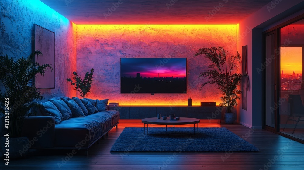 Aufkleber intelligent ai-powered smart home interiors featuring augmented reality interfaces, seamlessly integ