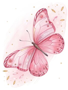 pink butterfly watercolor illustration