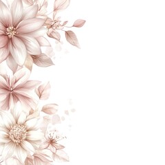 Obraz premium Delicate Watercolor Floral Border Design Featuring Blush Flowers and Leaves