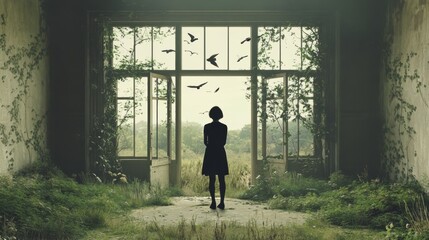 Enigmatic Figure in an Abandoned Space