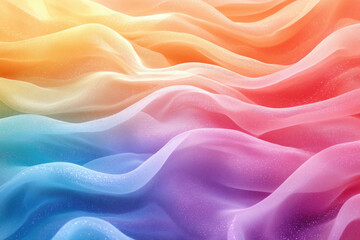 Obraz premium Rainbow ombre glitter fabric, softly draped in waves of pastel colors.