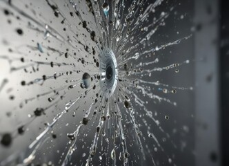 Corona virus droplets disappearing from a glass surface after being sprayed with disinfectant spray, microbe destruction, droplet removal