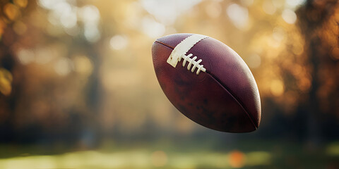 Football in Mid-Air with a Blurred Background During a Game