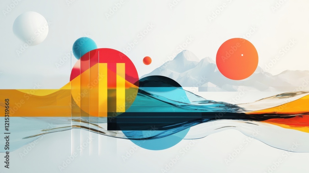 Aufkleber Dynamic digital flow abstract shapes virtual environment graphic design tech-inspired gigapixel quality