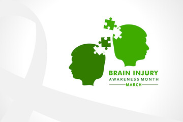 Vector illustration for Brain Injury Awareness Month which is held in the month of March every year, it spreads awareness of different types of Brain Injuries.
