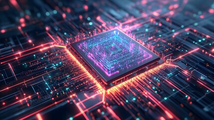 Obraz premium Illuminated Central Processing Unit Digital Technology