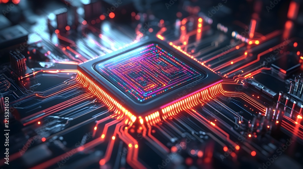 Poster illuminated central processing unit on circuit board