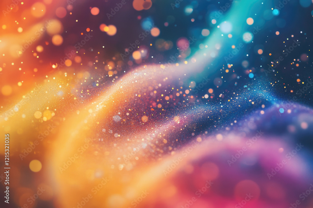 Poster Abstract background with colorful glitter and bokeh lights, creating a dreamy and magical atmosphere.