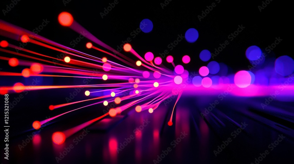 Poster a vibrant display of colorful light streaks against a dark background, representing dynamic energy a
