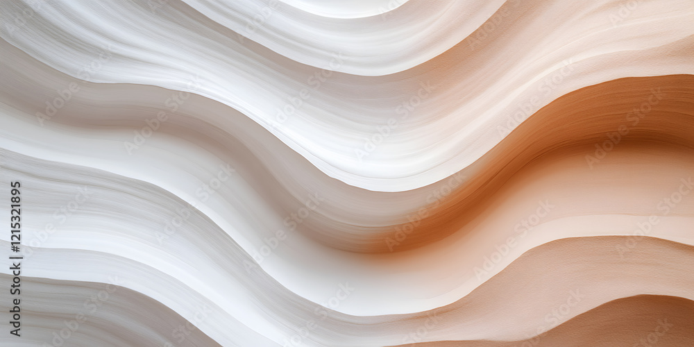 Poster abstract swirling beige and white pattern. smooth, flowing lines create a calming, textural image id