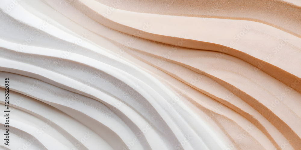 Poster abstract background of soft, flowing curves in a gradient of beige and white. perfect for minimalist