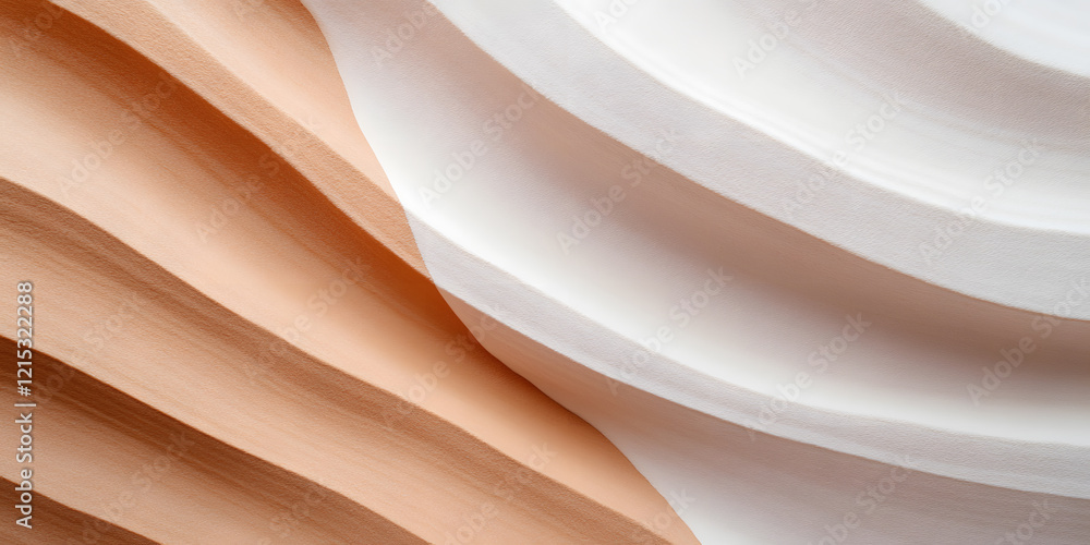 Poster abstract image of flowing, curved lines in peach and white. textured background ideal for design pro