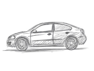 Isolated Car Sketch Side View