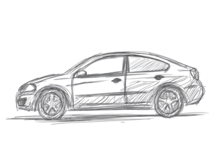 Isolated Car Sketch Side View