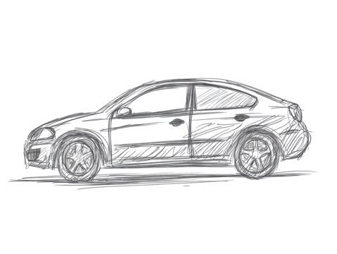 Isolated Car Sketch Side View