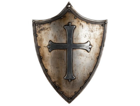 Isolated Medieval Shield with Cross