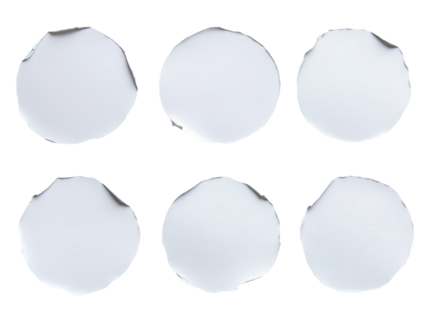 Isolated Torn Paper Circles Set