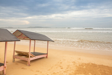 A beach like heaven or paradise on the island of Sri Lanka. Exotic coast of the Indian Ocean