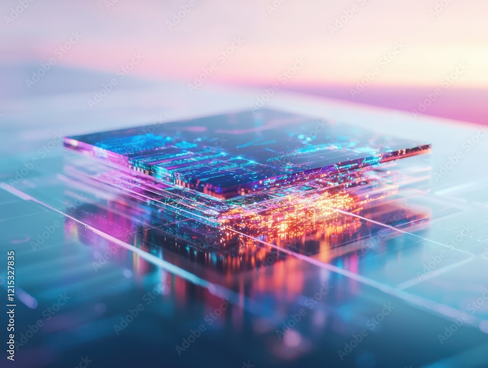 Poster futuristic neural network interface with vibrant gradients digital landscape gigapixel imagery compl