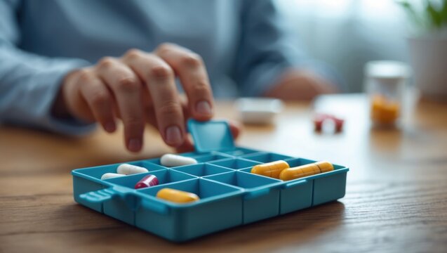 Organizing Pills in a Weekly Organizer for Health Management