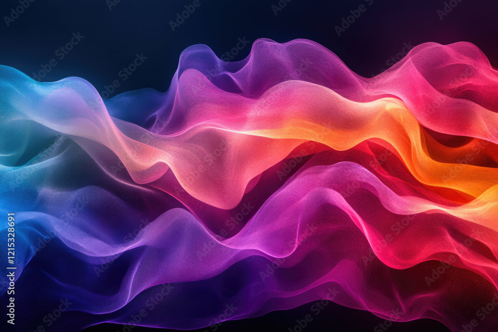 Aufkleber Abstract colorful waves flowing in a dark background, creating a vibrant and dynamic visual.