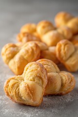 Fototapeta premium a pile of heart shaped biscuits on a table